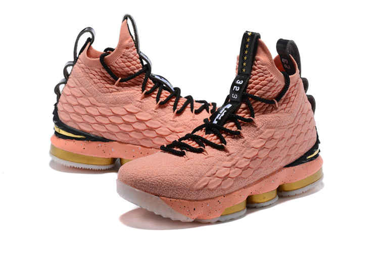 New Men Nike Lebron 15 Pink Black Gold Shoes - Click Image to Close